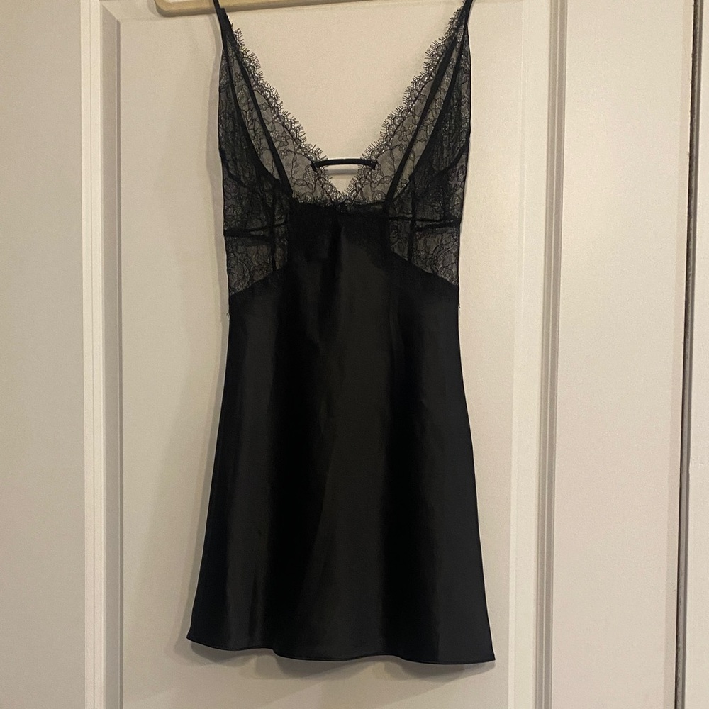Victoria's Secret Black Lace Satin Slip